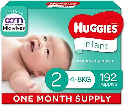 $86.23 • Buy Huggies Size 2 Infant (4-8kg) Ultimate Nappies, Unisex 192 Count FREE SHIPPING