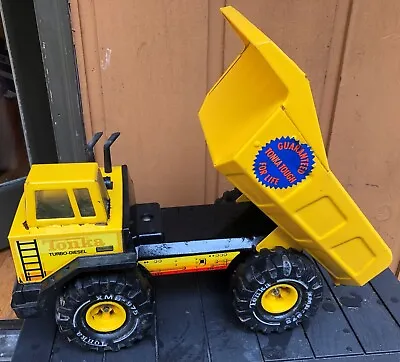 RARE Vintage 1979 Mighty Tonka Metal Dump Truck Yellow Turbo Diesel #3900 • $30