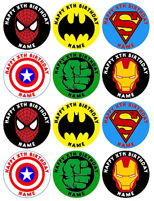 Personalised Edible Toppers For Cupcakes - Avengers Marvel Themed • £3.50