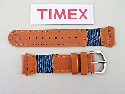 Genuine Timex Expedition Watch Band Strap Teal Green Nylon Tan W.R. Leather 19mm • $20.66