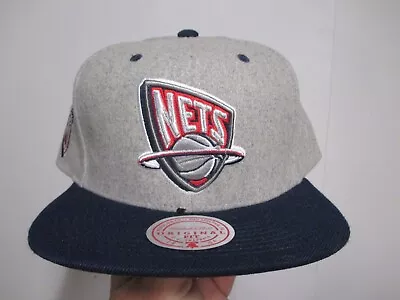 New Jersey Nets  Mitchell & Ness  Flat Rim Snapback Adjustable Hat Nwt Gry/navy • $12.99