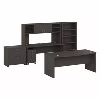 Echo 72W Desk And Credenza Set With Storage In Charcoal Maple - Engineered Wood • $2071.47