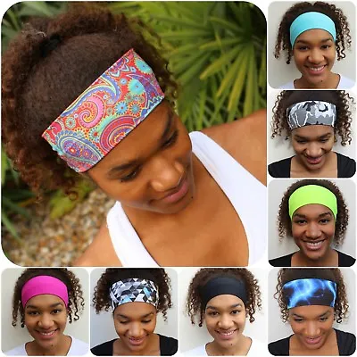 Women's Wide Elastic Headband For Sports Running Yoga Fitness Alopecia • £6.99