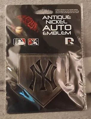 New York Yankees NY Auto Emblem Car Decal Metal Antique Nickel Design Baseball • $14