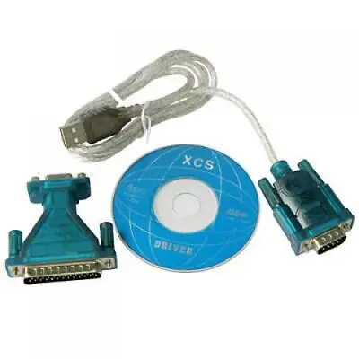 USB 2.0 To Serial DB 9 Pin RS232 + 25 Parallel Adapter Connector Win 7 • £7.98