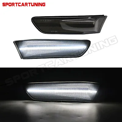 For 03-07 Infiniti G35 Coupe 2D White LED Smoked Front Bumper Side Marker Lights • $35.99