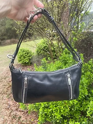 Vintage Perlina Leather Hobo Purse Bag Soft Black Leather • $24