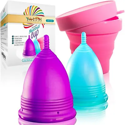 Talisi Menstrual Cup Set Large Small & Silicone Period Copa Sterilizer Feminine • $19.99