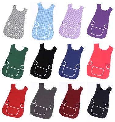 £5.49 • Buy Ladies Women Tabard Apron Overall Kitchen Catering Cleaning Bar Plus Size Pocket
