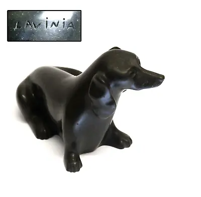 DACHSHUND Black Devon Zenstone Dog Sculpture Signed 'Lavinia'. 11cms Length • $17.67