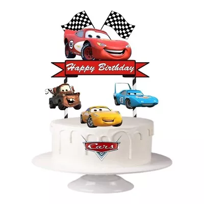 Lightning  Mcqueen Cars Birthday Cake Topper Cupcake Toppers Decoration Picks • £5.99