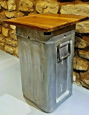 Vintage Alloy Container With Mahogany Top. Quirky Side Table.  • £52