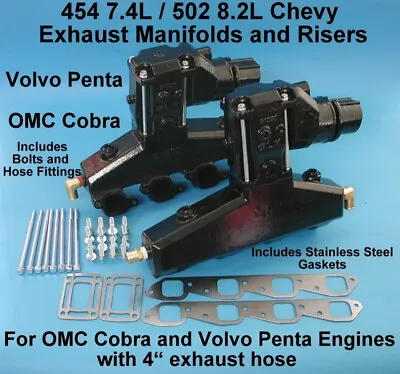 Volvo Penta Marine Exhaust Manifold Kit Chevy 454 7.4 502 8.2 1993-up  7.8 Riser • $895.95