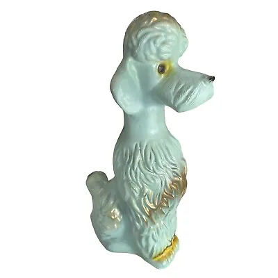 BLUE Vintage Chalkware Poodle Dog Piggy Coin Bank Figurine. • $34.99