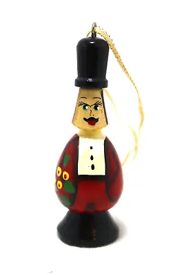 Vintage Christmas Ornament German Wood Handmade Hand Painted Person With Top Hat • $8