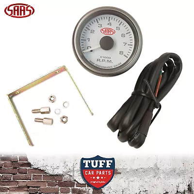 SAAS Tacho Gauge Electric White Face 52mm Multi Colour Tachometer + Fitting Kit • $76