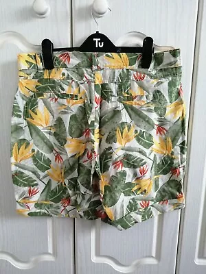 £9.99 • Buy Ladies Tropical Khaki Lemon Summer Holiday Shorts Size 10