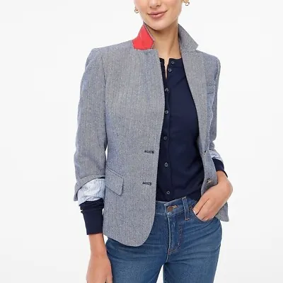 Nwt J Crew Schoolboy Navy Blue Herringbone Wool Blend Blazer 10 • $74.99