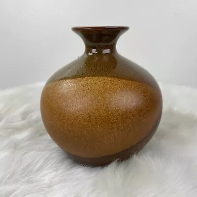 Vintage Modernist Pottery Craft Signed USA Vase Midcentury Modern Brown Black 5  • $55