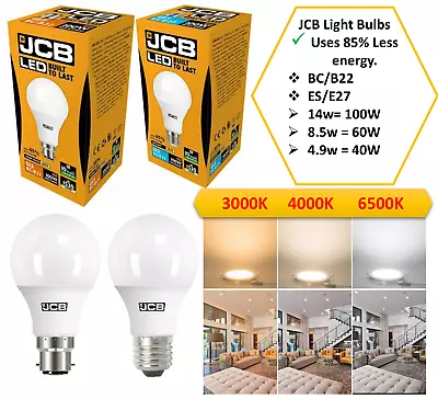 £0.99 • Buy ENERGY SAVING JCB LED GLS LIGHT Bulbs 4.9w = 40w 8.5W=60W 14w=100W BC B22 ES E27