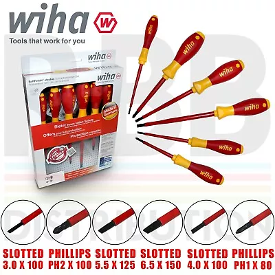 Wiha Phillips Slotted Screwdriver Set 6pcs VDE Electrician SoftFinish Grip 00833 • £26