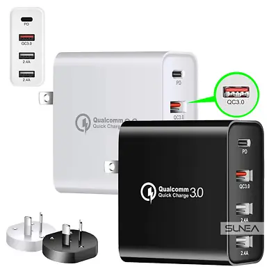$32.95 • Buy Dual USB 4 Port Wall Charger Type C Fast PD Adapter Power 48W For IPhone IPad