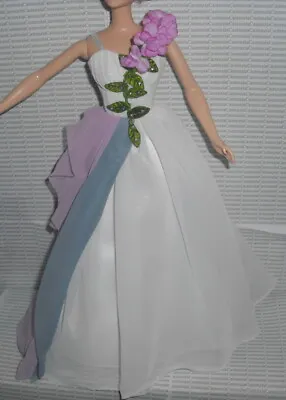 Dress Mattel Barbie Doll I Love Lucy & Ethel White Purple Flower Evening Gown  • $37.96