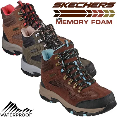 £64.95 • Buy Skechers Womens Walking Hiking Boots Waterproof Shoes Memory Foam Trego 167008