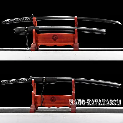 All Black Katana T10 Steel Japanese Samurai Functional Sharp Handmade Sword40'' • $99