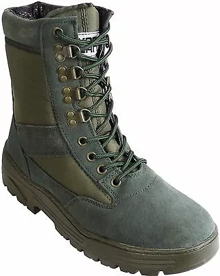 Green Army Patrol Combat Boots Tactical Military Hiking Airsoft Suede 912 • £28.99