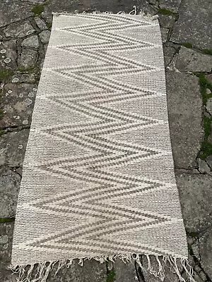 £30 • Buy Vintage Chevron Pure Wool Rug 3ftx6ft 100% Wool Contemporary Abstract 1970s MCM