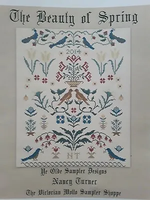 Beauty Of Spring Vintage Cross Stitch Sampler Kit Pattern Belgian Linen & Floss  • $78.50
