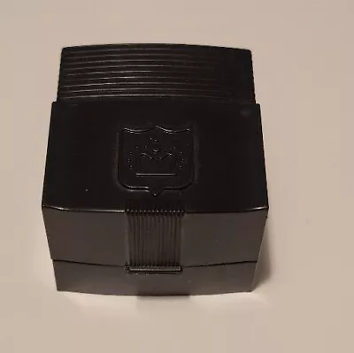 Vintage Art Deco Presentation Ring Box Crown Plastic Black Blue Foam Made In USA • $12
