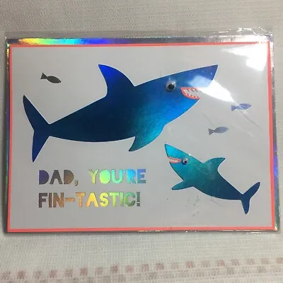 Fathers Day Greeting Cards Shark Card Holiday Envelope. Dad You’re Fin-tastic • $7.99