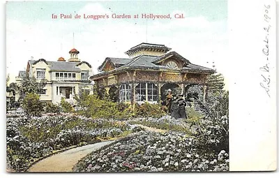 California-Hollywood-Paul De Longpre's Garden-Kiosk-Home-Antique Postcard • $4.95