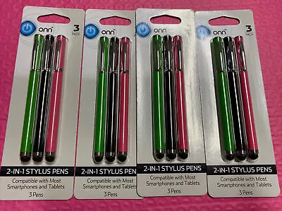 Onn. 2-in-1 Stylus With Built-In Ballpoint Pen 4 PACKS Assorted Colors • $15