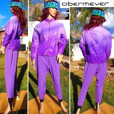 Vtg 70s OBERMEYER Ski Outfit Purple Winter Suit Jacket Stretch Snow Pant Women M • $89.10