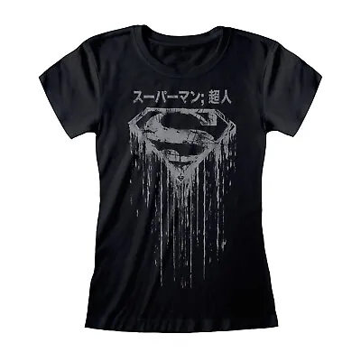 Official Superman T-Shirt Japanese Distressed Man Of Steel Lds Skinny M L XL • $23.19