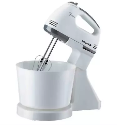 7 Speed Hand Mixer Electric Kitchen Mixer With Bowl And Stand - White • £28.99