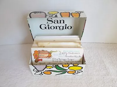 Vintage 1960's San Giorgio Advertising Premium Tin Recipe Box With Index Cards • $9.99