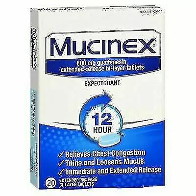 3 PACK Mucinex 600mg 12hr Expectorant 20 Tabs Ea EXP 12/2024 Free Shipping • $19.99