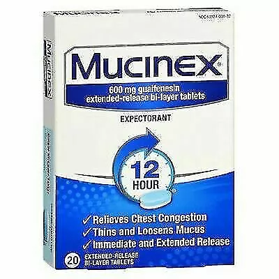 Mucinex 12-Hour Chest Congestion Expectorant Tablets - 20 Count Exp 1/25 • $6.99