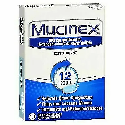 Mucinex Expectorant - 12 Hour - 20 Tablets - Exp. 7/2024 • $9.89