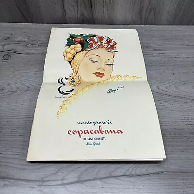 Vintage 1940's Monte Proser's Copacabana Restaurant Menu New York 60th Street • $49.99