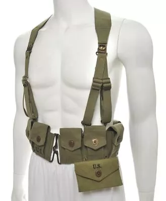 WW2 US M1 Garand M1923  DarkOD Cartridge Belt M1936 Suspenders & First Aid Pouch • $79.99