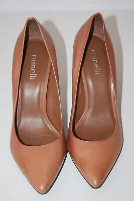 Minelli Leather Court Shoes Light Brown T 38 Very Good Condition • $50.32