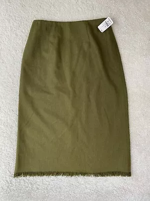 Vintage Donna Degnan Skirt Size 6 Green Wool Blend Pencil Fringe NWT NOS • $29.99