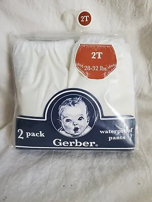 Vintage Gerber 2 Pack Baby Plastic Pants Diaper Cover Milky White 2T Waterproof  • $8