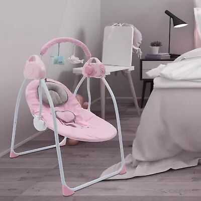 5V Electric Baby Rocking Chair Infant Music Swing Cradle Pink Sway Bouncer • $58.90