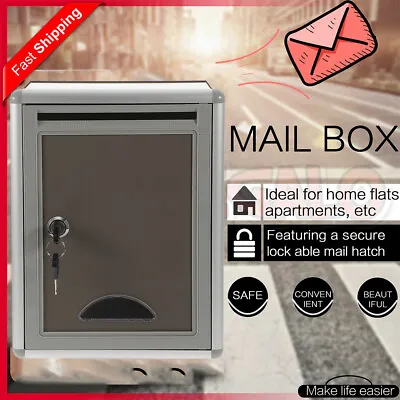 Mailbox Wall Mount Post Letterbox Letter Mail Suggestion Box Junk Mail Lockable • $18.99